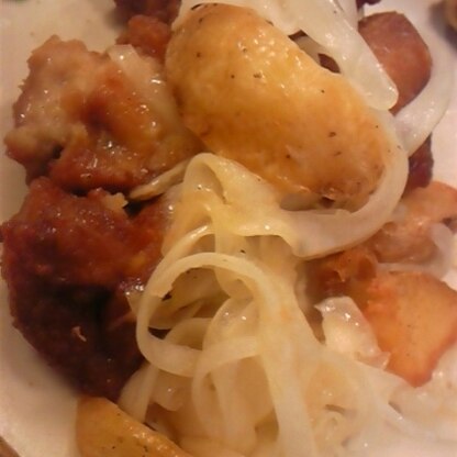 玉ねぎとジャガイモも一緒に♪
とても美味しかったです（＾＾）
ガーリック風味でご飯がすすみますね（＾＾）/